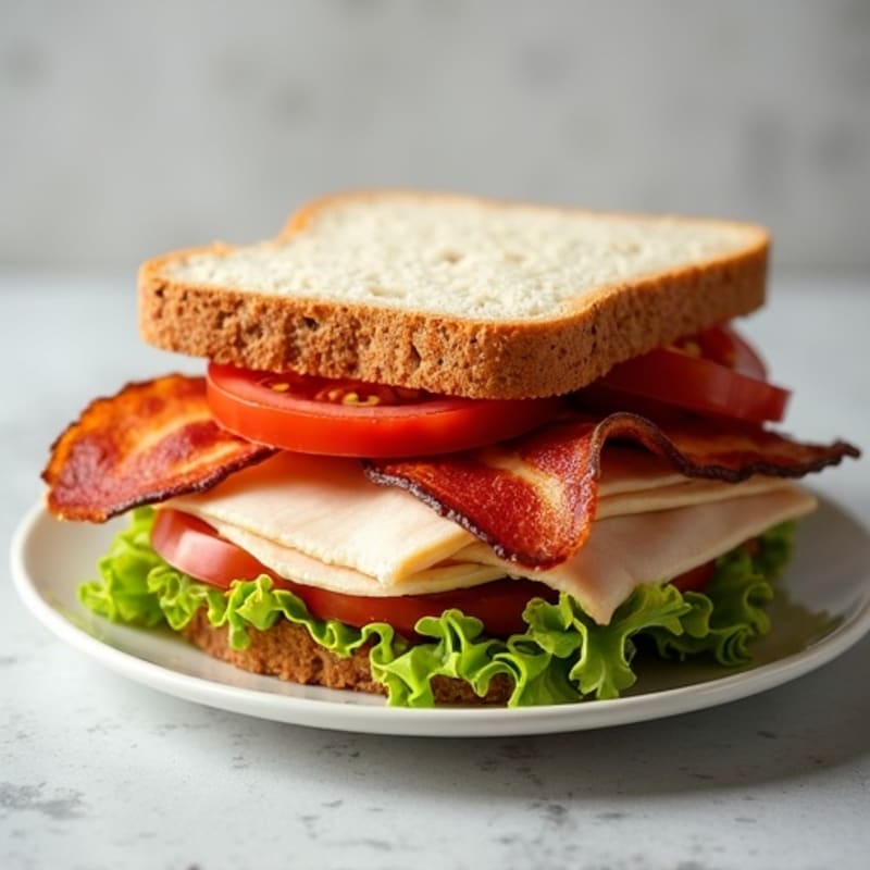 Healthy Turkey Club Sandwich with Crispy Bacon