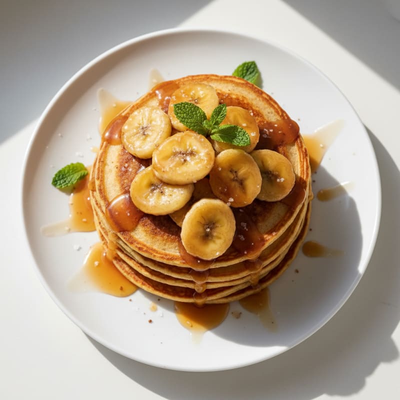 Golden Caramelized Banana Pancakes