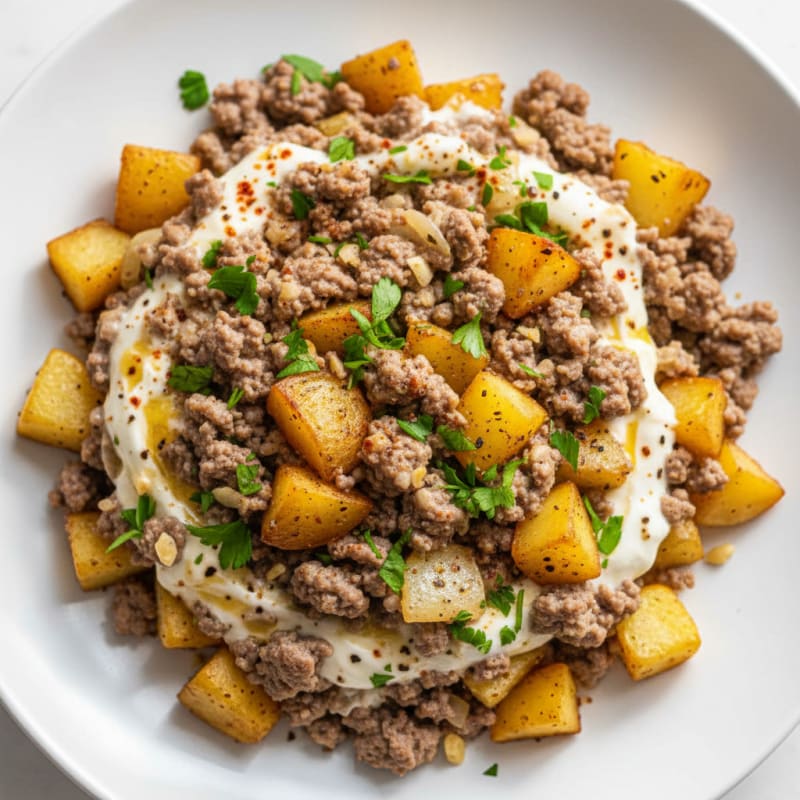 Creamy Beef Mince with Golden Potatoes