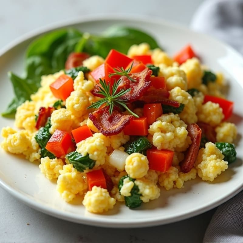 Egg White Veggie Scramble with Turkey Bacon