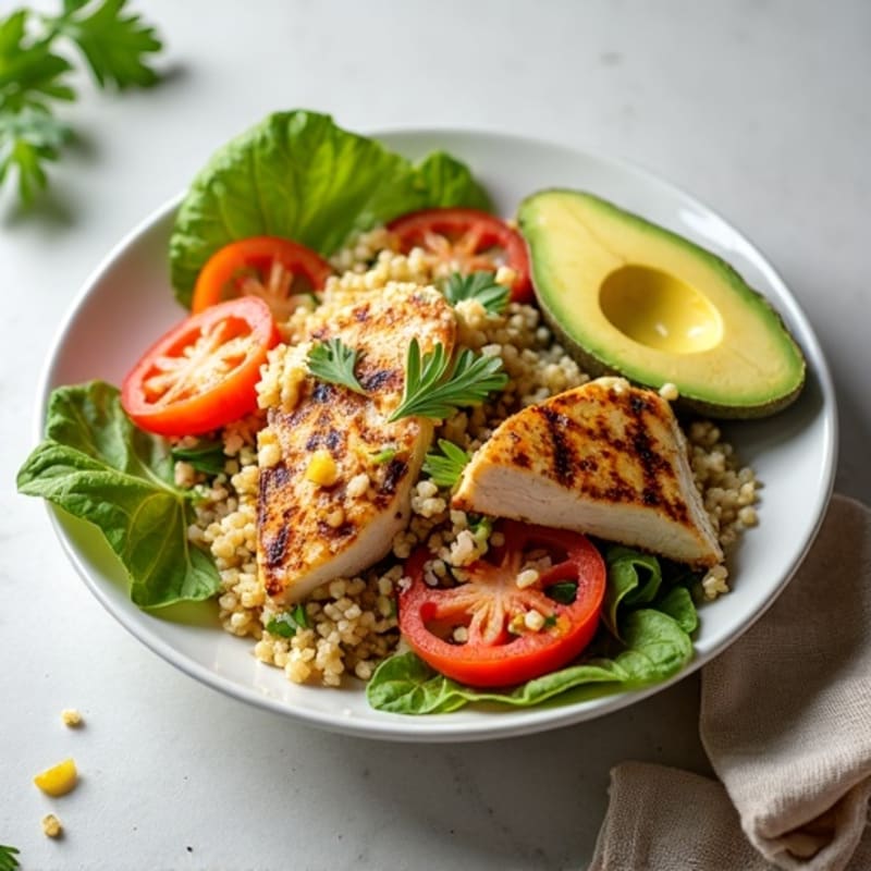 Grilled Chicken and Quinoa Salad with Crunchy Vegetables