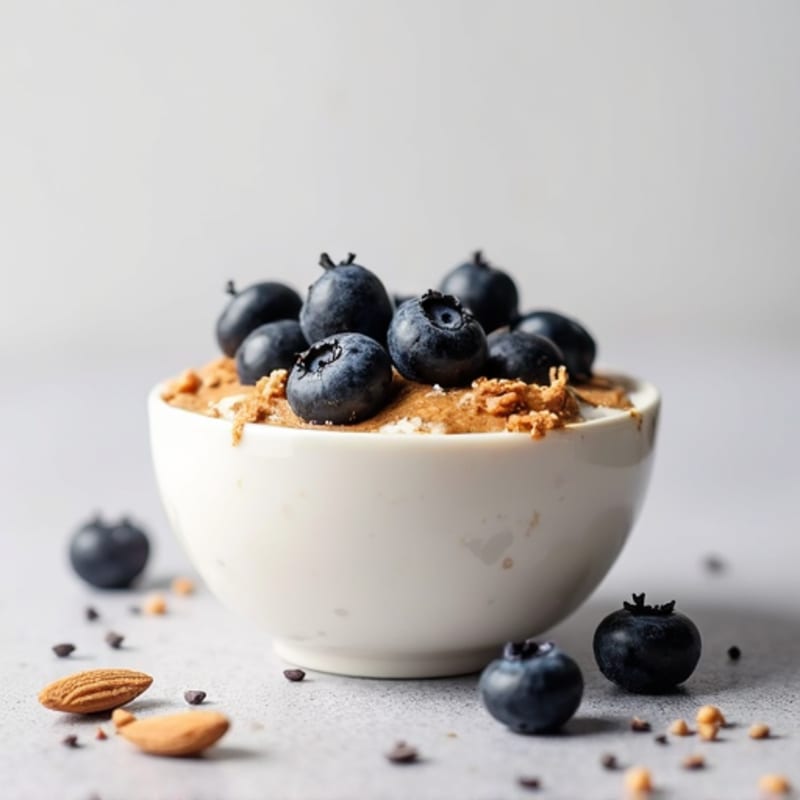Greek Yogurt with Almond Butter, Chia Seeds, and Blueberries