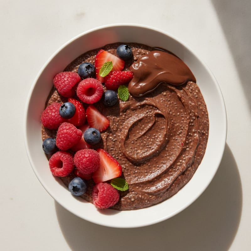 Chocolate Chia Seed Pudding with Berries