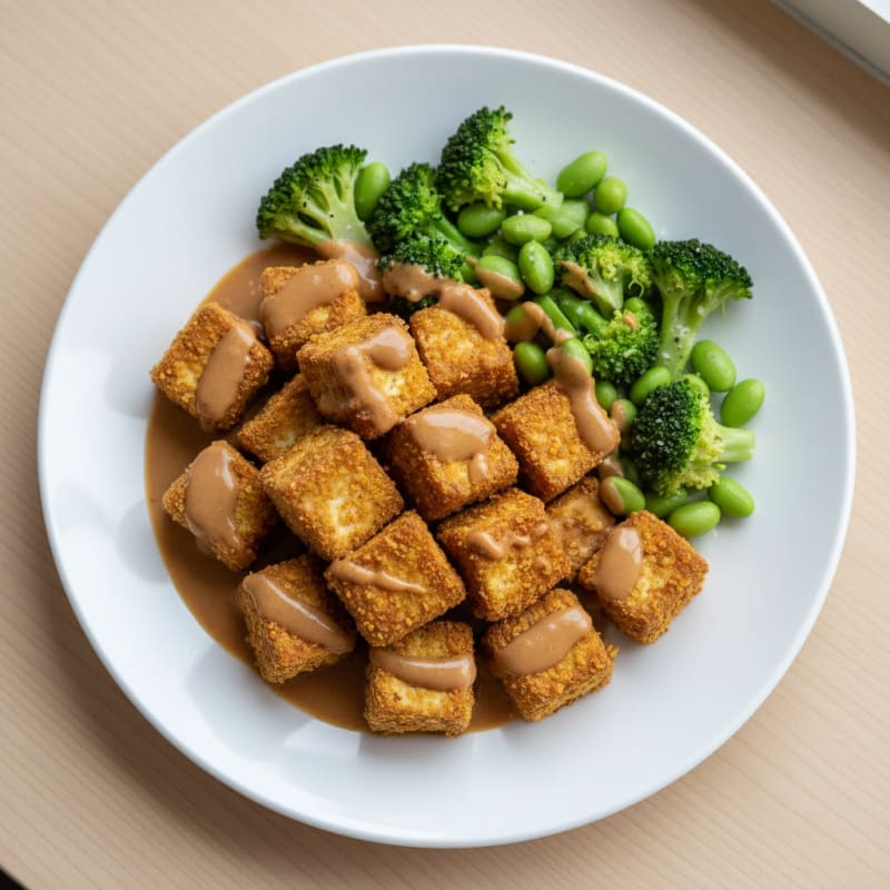 Crispy Baked Tofu with Peanut Sauce