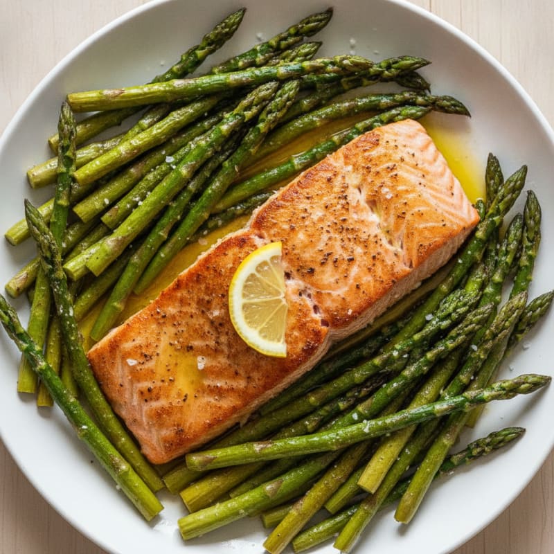 Pan-Seared Salmon with Roasted Asparagus