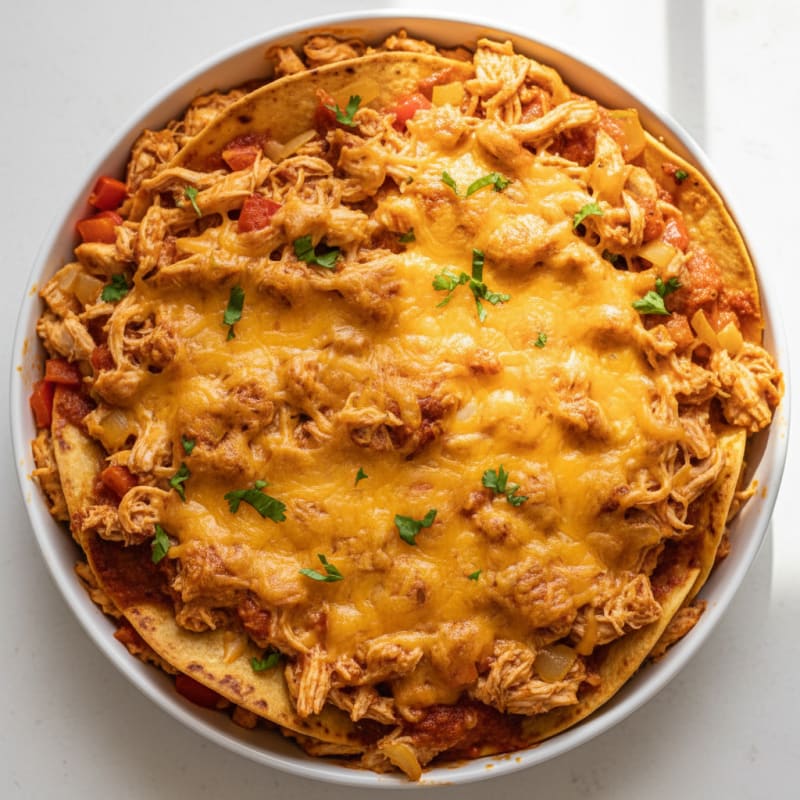 Creamy Chili Chicken Enchilada Bake