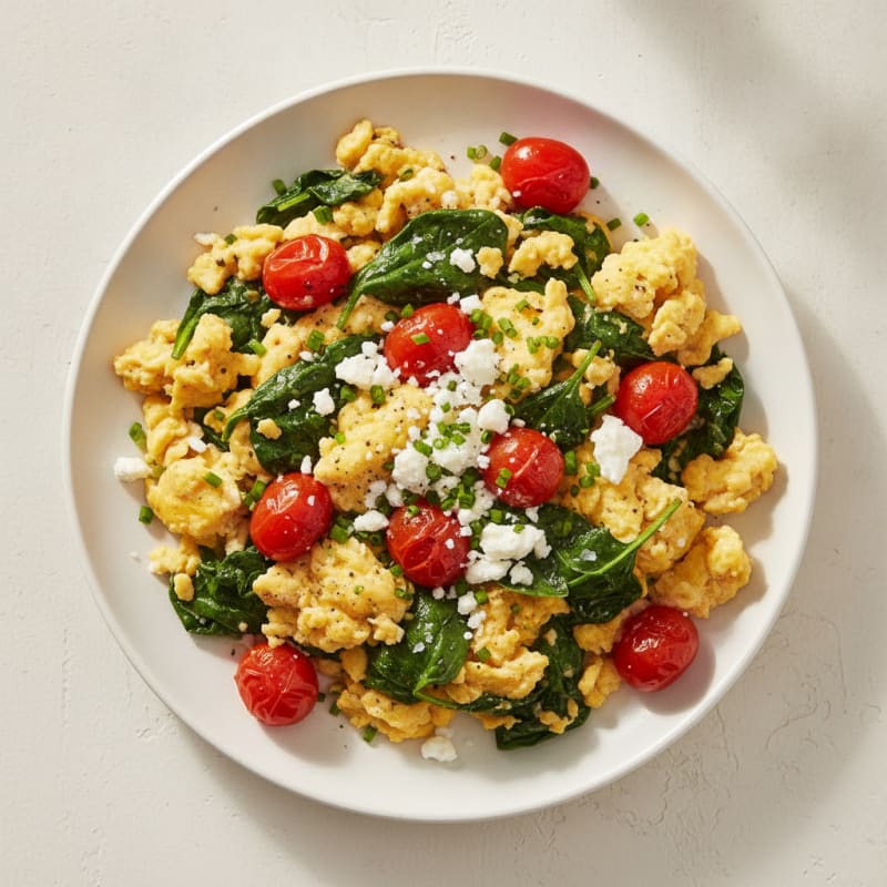 Garden Scrambled Eggs with Spinach and Tomatoes