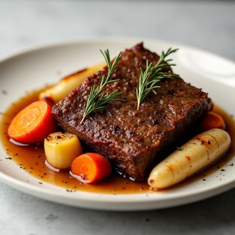Tender Slow-Cooked Beef Pot Roast with Roasted Root Vegetables