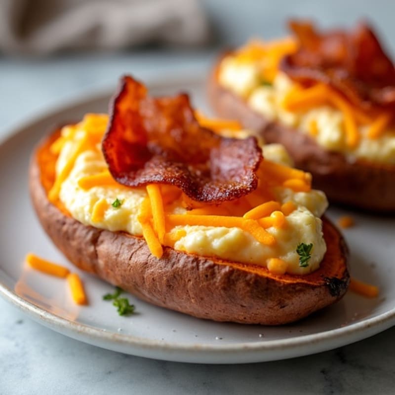 Crispy Bacon-Stuffed Sweet Potatoes with Sharp Cheddar