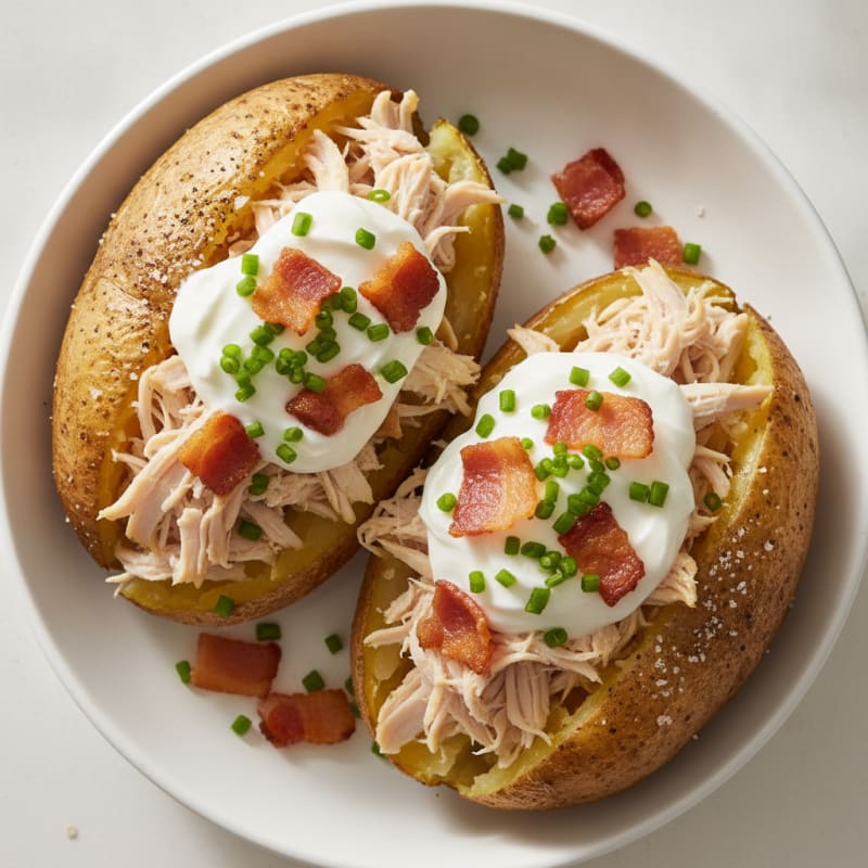 Loaded Baked Potatoes with Crispy Bacon