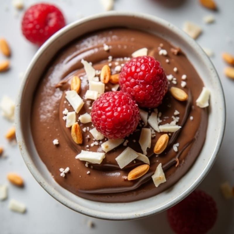 Silky Chocolate Protein Pudding with Toasted Coconut