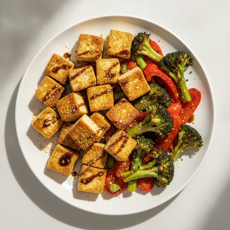 Pan-Seared Tofu with Roasted Vegetables