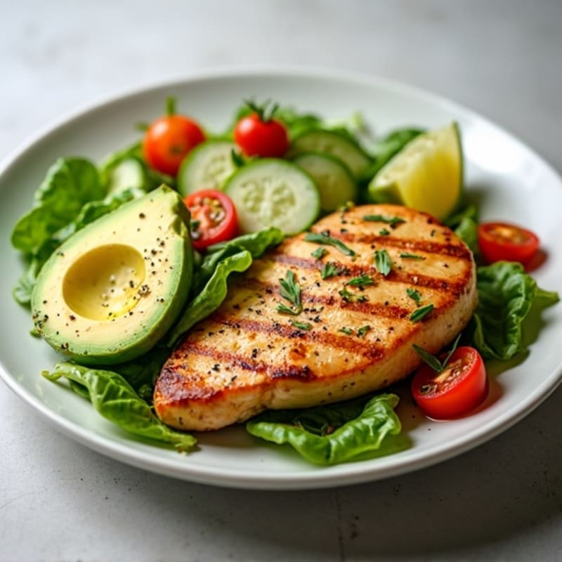 Grilled Chicken Breast with Creamy Avocado Salad