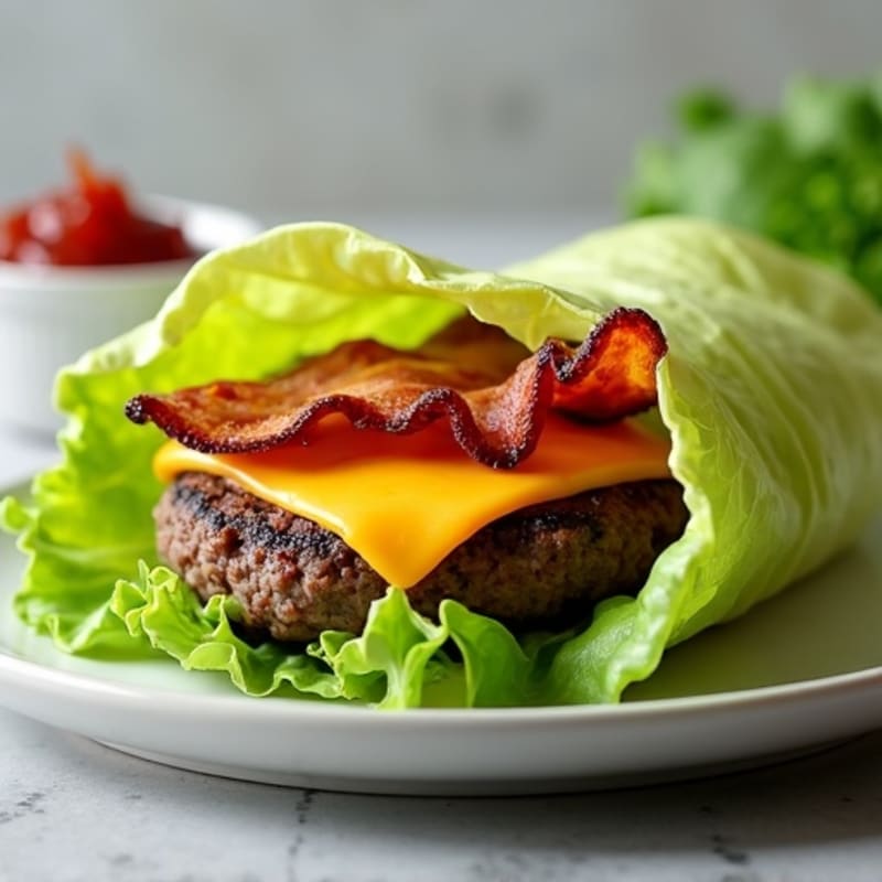 Lean Beef Cheeseburger Lettuce Wraps with Crispy Turkey Bacon