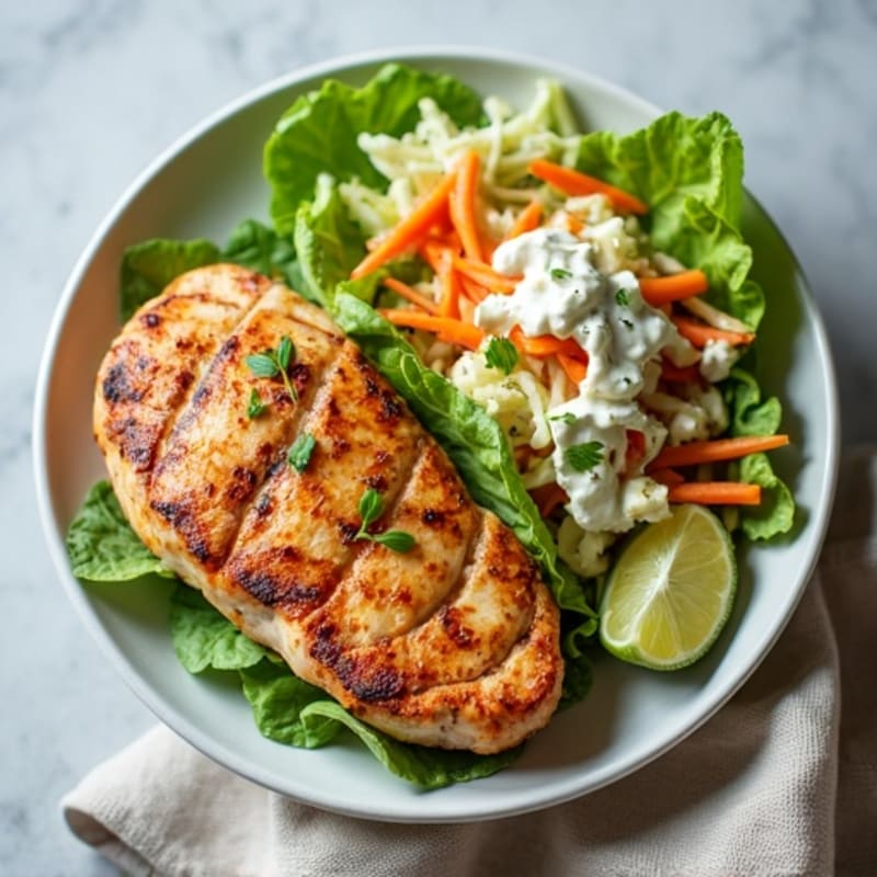 Grilled Chicken Breast with Crunchy Cabbage Slaw