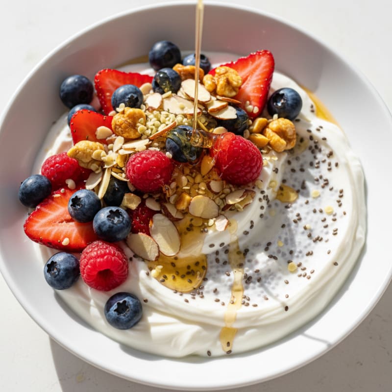 Silky Greek Yogurt Bowl with Chia Seeds and Mixed Berries