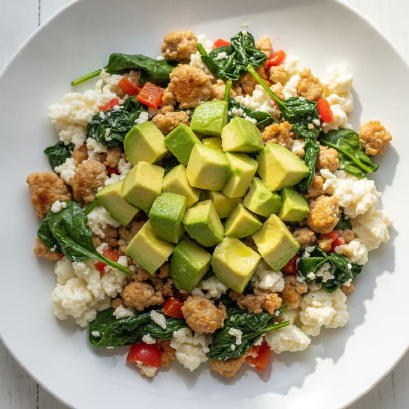 Egg White and Turkey Spinach Scramble