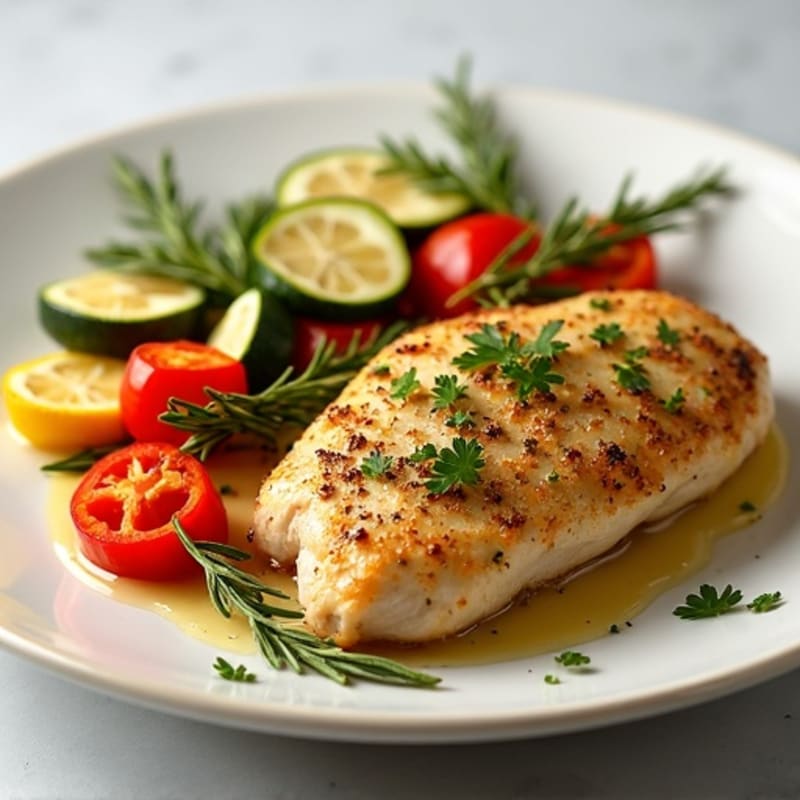 Herb-Crusted Lemon Garlic Chicken with Roasted Vegetables