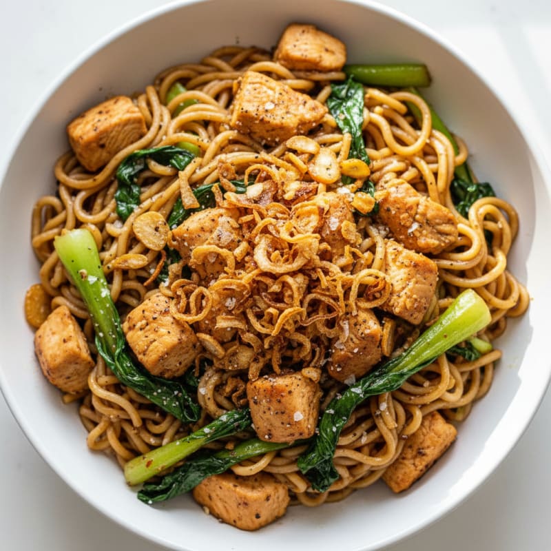 Tender Garlic Noodles with Crispy Shallots