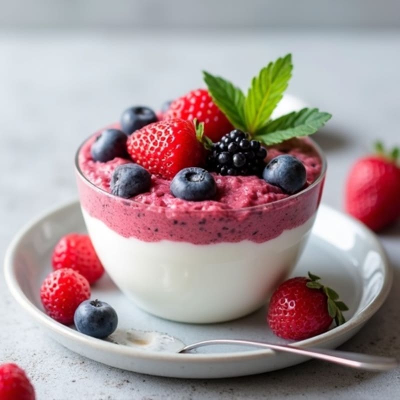 Greek Yogurt Protein Pudding with Mixed Berries