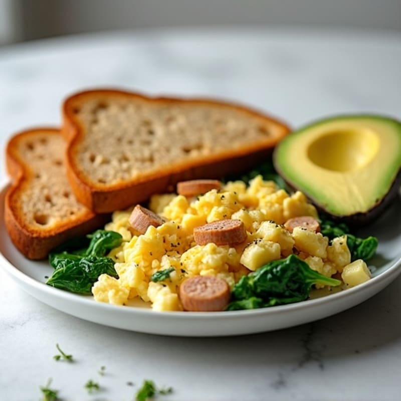 Egg White and Turkey Sausage Scramble with Spinach