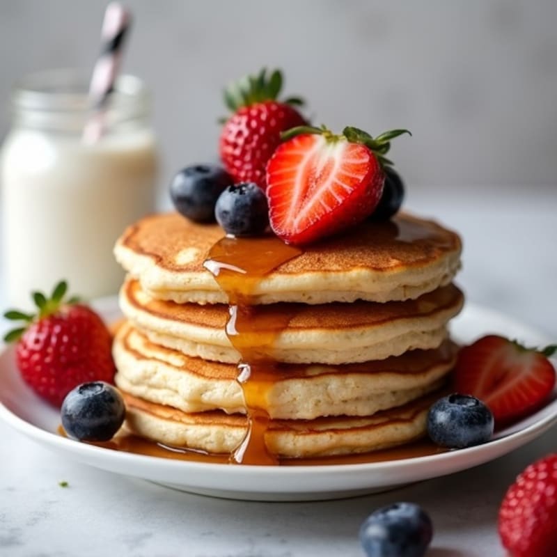 Fluffy Protein Pancakes with Fresh Berries