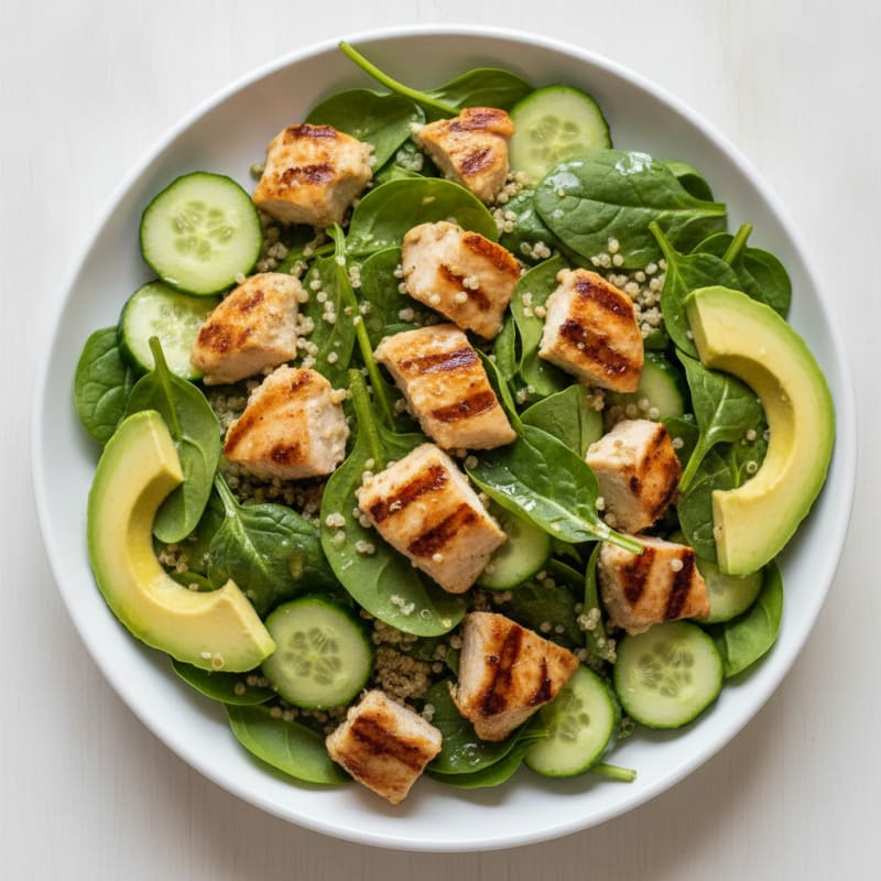 Grilled Chicken and Quinoa Salad with Fresh Spinach