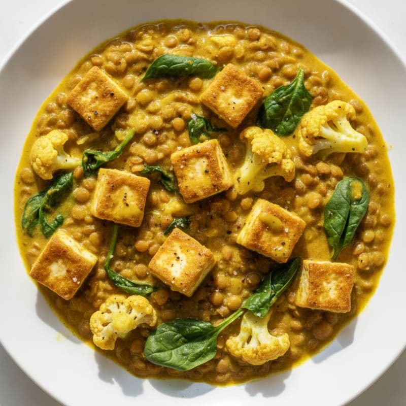 Creamy Lentil and Tofu Curry Bowl