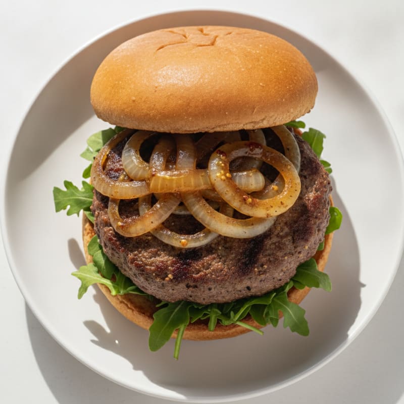 Savory Ground Beef Burger with Caramelized Onions