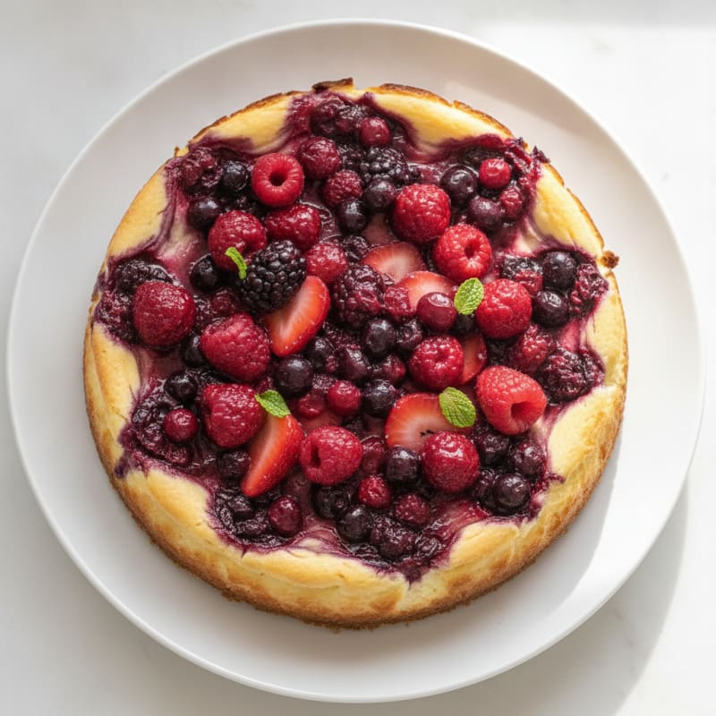 Greek Yogurt Protein Cheesecake with Mixed Berries