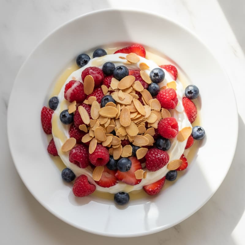 Greek Yogurt Protein Parfait with Berries and Almonds