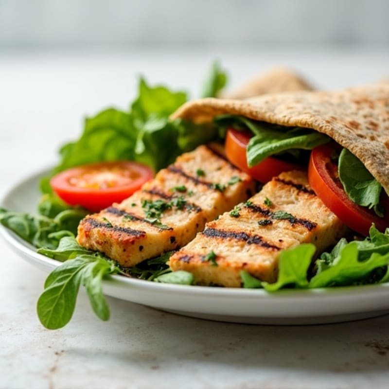 Grilled Chicken and Fresh Greens Wrap with Creamy Herb Dressing
