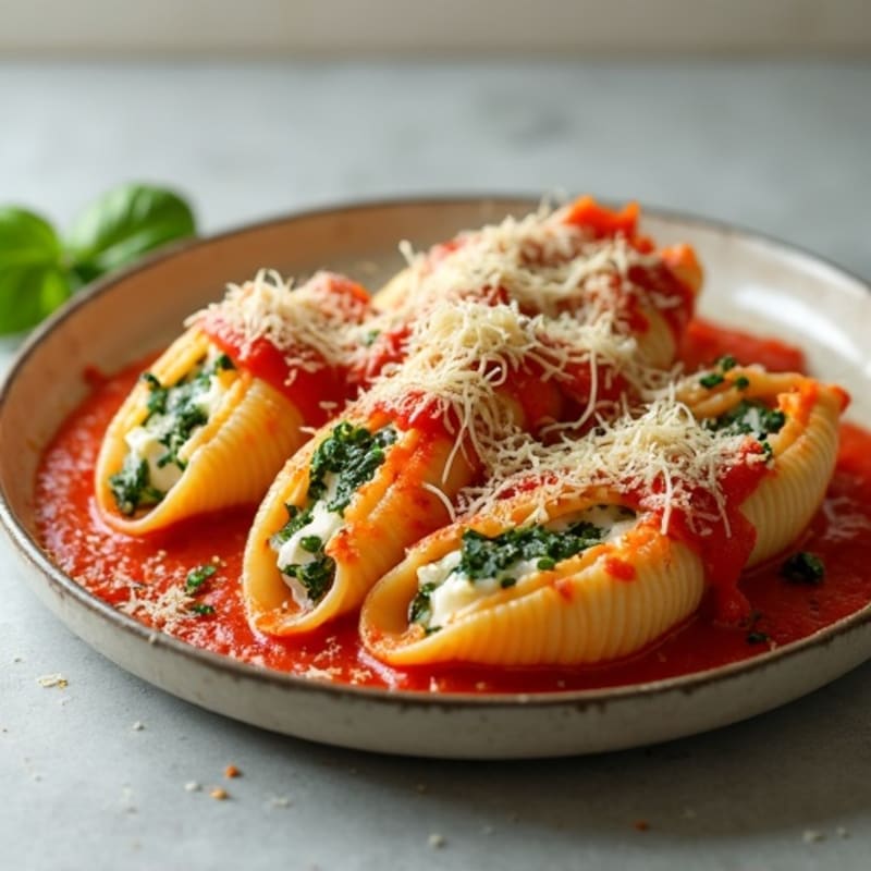 Creamy Baked Ricotta and Spinach Stuffed Shells