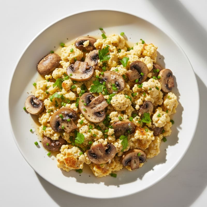 Creamy Herb Mushroom and Egg Scramble