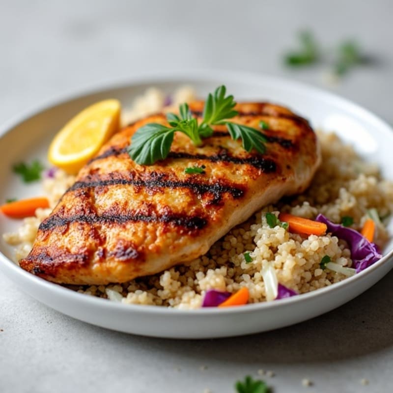 Grilled Chicken Breast with Crunchy Cabbage Slaw