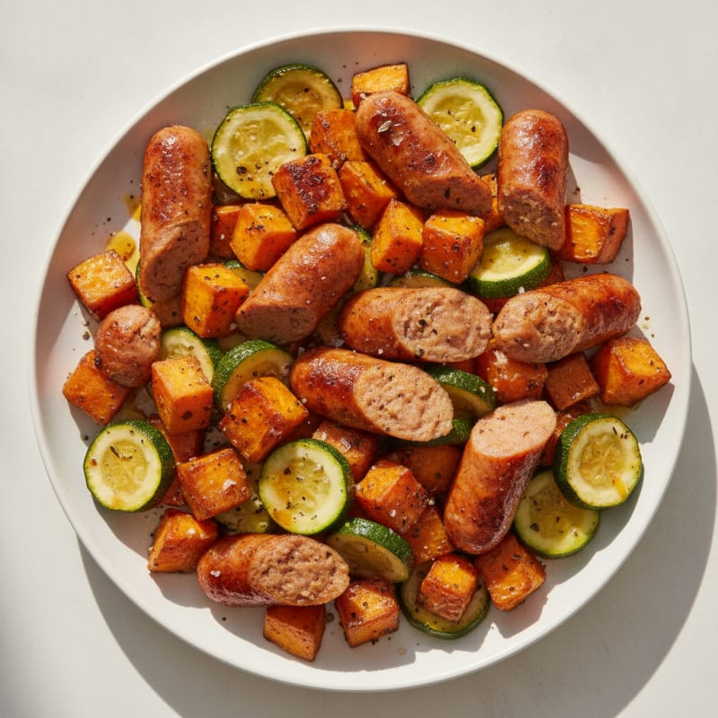 Sheet Pan Chicken Sausage with Sweet Potatoes