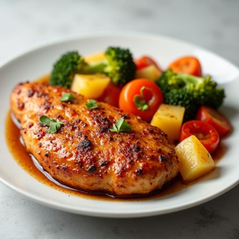 Crispy Baked Sweet and Sour Chicken with Roasted Vegetables