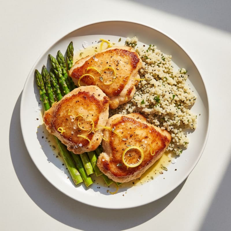 Crispy Lemon-Herb Chicken Thighs with Quinoa