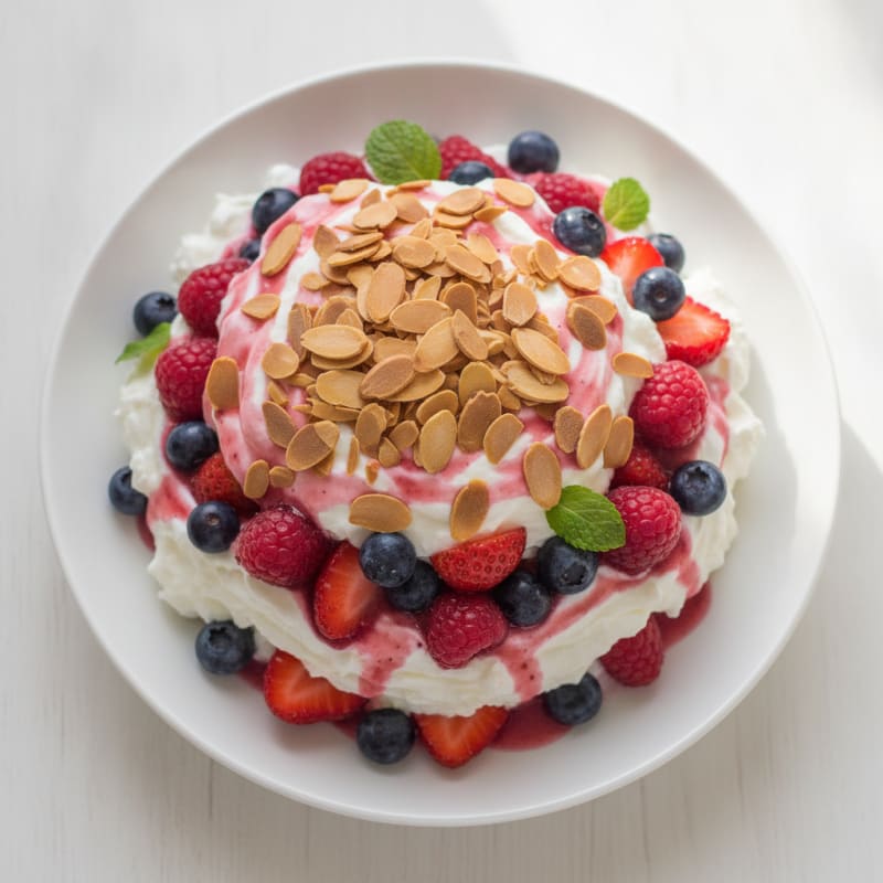 Greek Yogurt Protein Parfait with Mixed Berries and Almonds