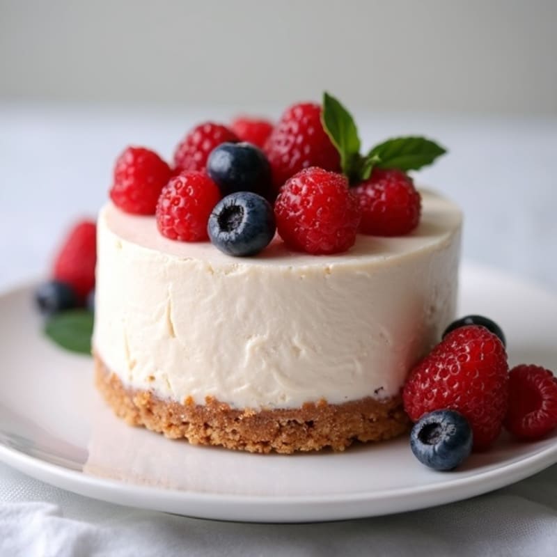 Creamy Greek Yogurt Protein Cheesecake with Mixed Berries