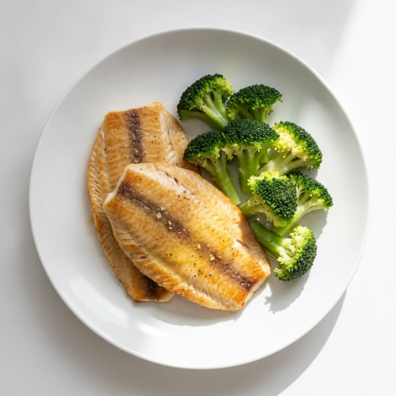 Seared Tilapia with Steamed Broccoli