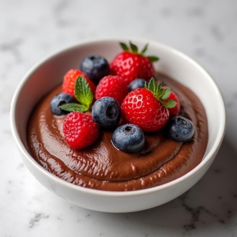 Silky Chocolate Protein Mousse with Mixed Berries