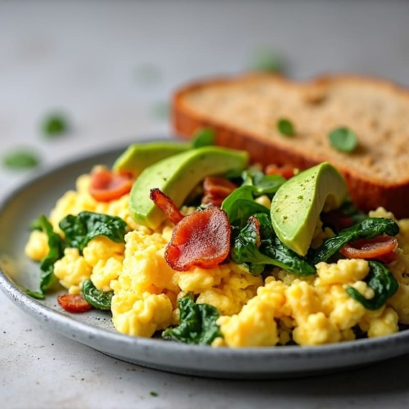 Egg White Scramble with Spinach and Turkey Bacon