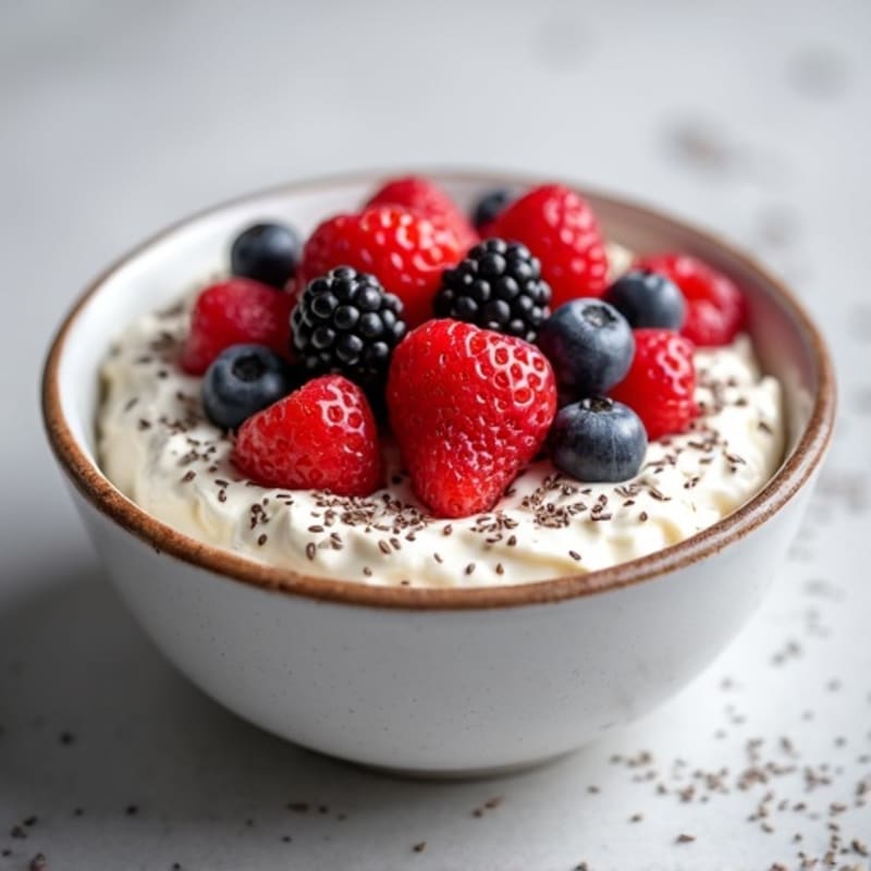 Cottage Cheese and Berry Protein Bowl with Chia Seeds
