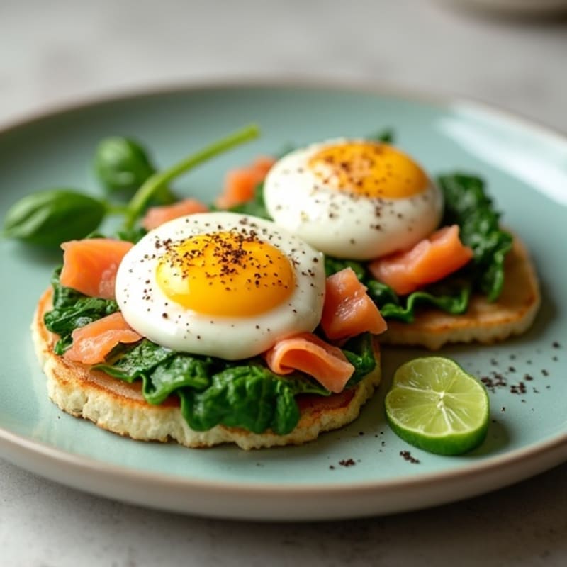 Smoked Salmon and Spinach Poached Eggs with Creamy Avocado Sauce
