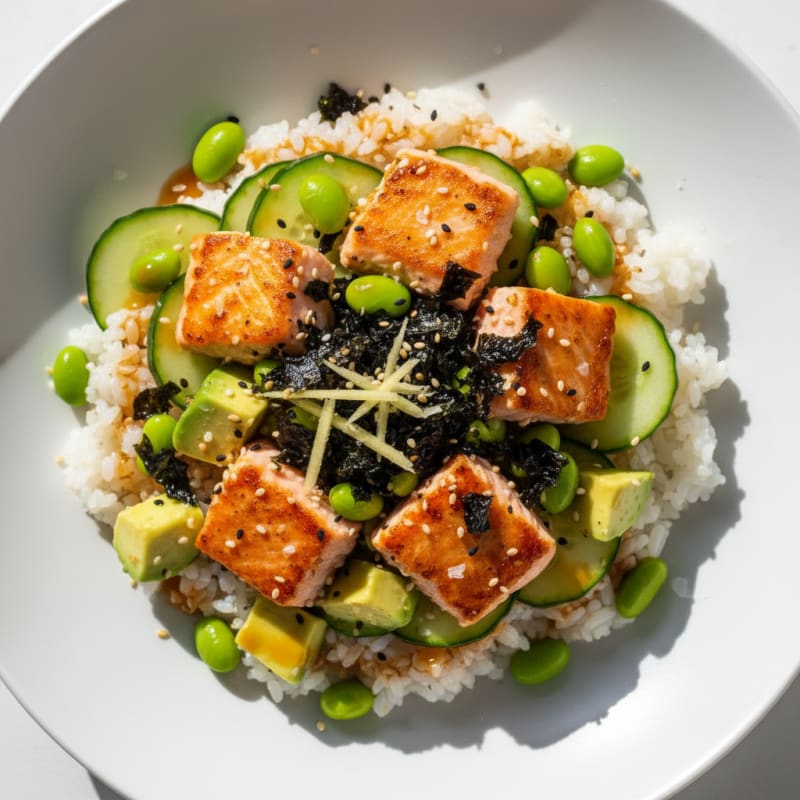 Sushi Rice Bowl with Salmon and Avocado