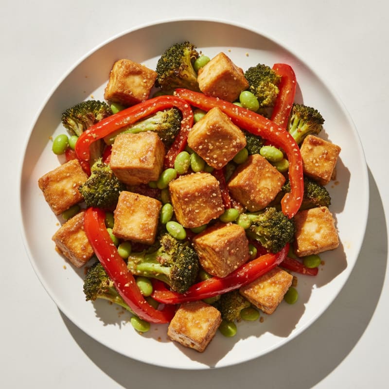 Pan-Seared Tofu with Roasted Vegetables