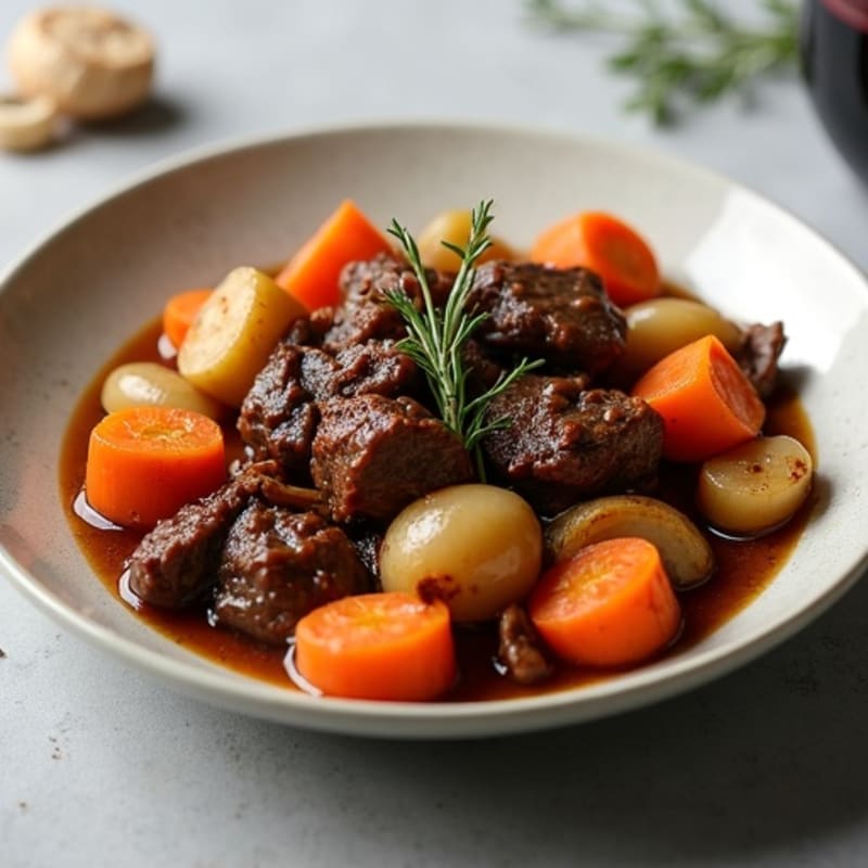 Tender Red Wine Braised Beef with Hearty Root Vegetables