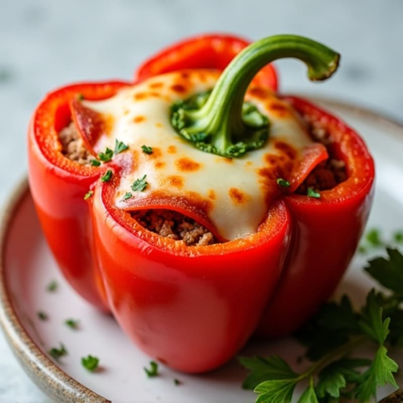 Baked Pepperoni Pizza Stuffed Bell Peppers