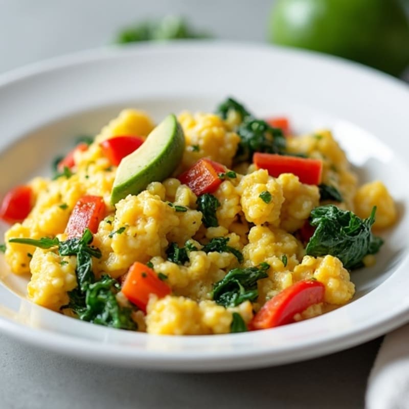 Egg White Vegetable Scramble with Spinach and Bell Peppers